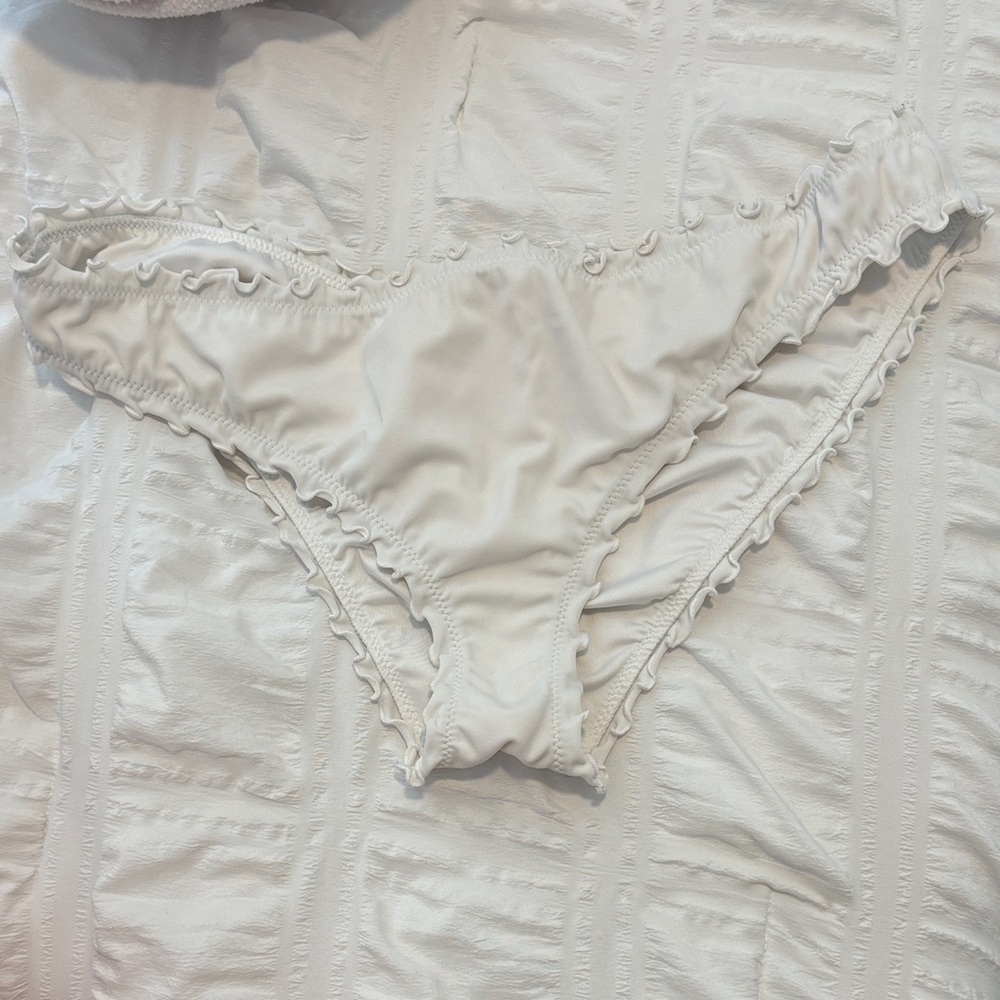 Women's White Ruffled Bikini